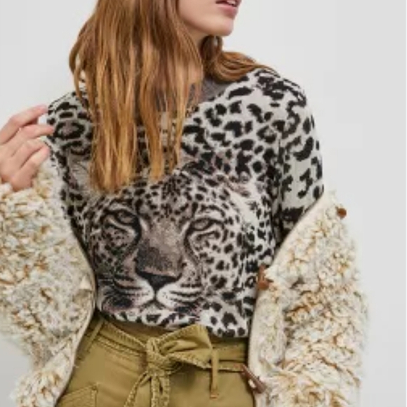 Anthropologie, New, Aldomartins Safa Leopard Neutral Sweater, Size Small - Picture 3 of 12
